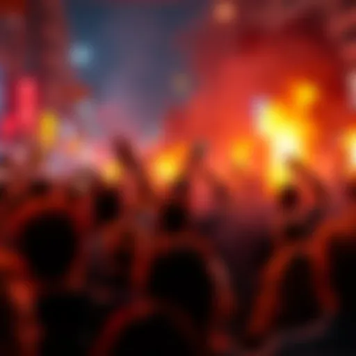 A crowd of people reacting to a news alert about a significant event, showing excitement and speculation.
