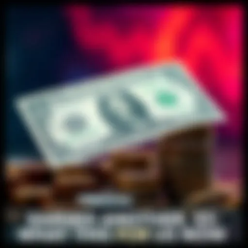 A close-up of a five dollar bill resting on a stack of coins, symbolizing a small financial gain