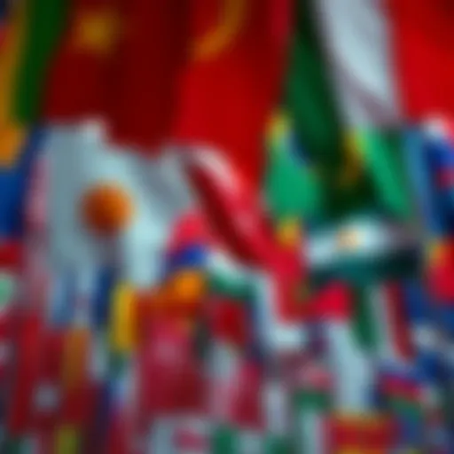 A collection of different national flags displayed together, symbolizing cultural diversity and community identity.