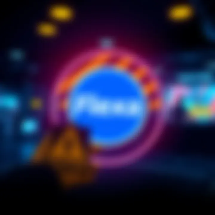 Flexa logo surrounded by a caution sign, symbolizing a pause in merchant discussions