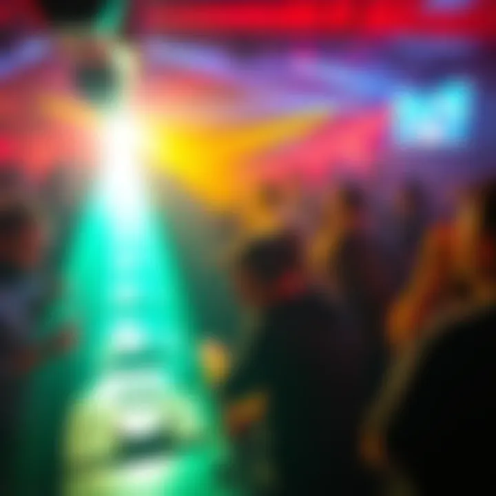 A lively crowd enjoying a drum and bass music event in Folkestone, with DJs playing and lights flashing