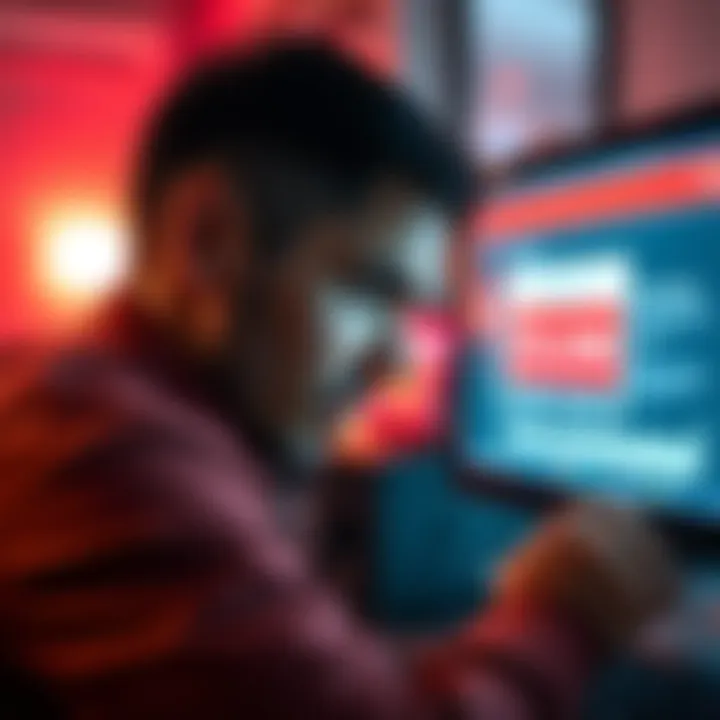 Angry FTX claimant looking at a computer screen showing a disputed claim status