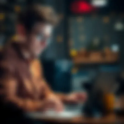 A frustrated customer looking at their laptop with a confused expression while waiting for a tracking number and support response.