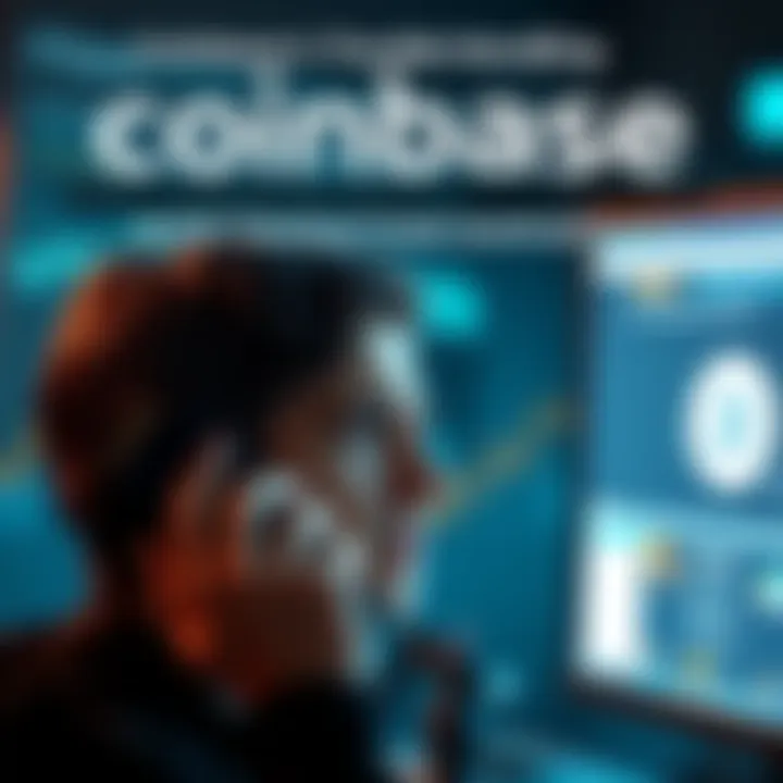 A person looking upset while talking on the phone, with a computer screen showing Coinbase's website in the background
