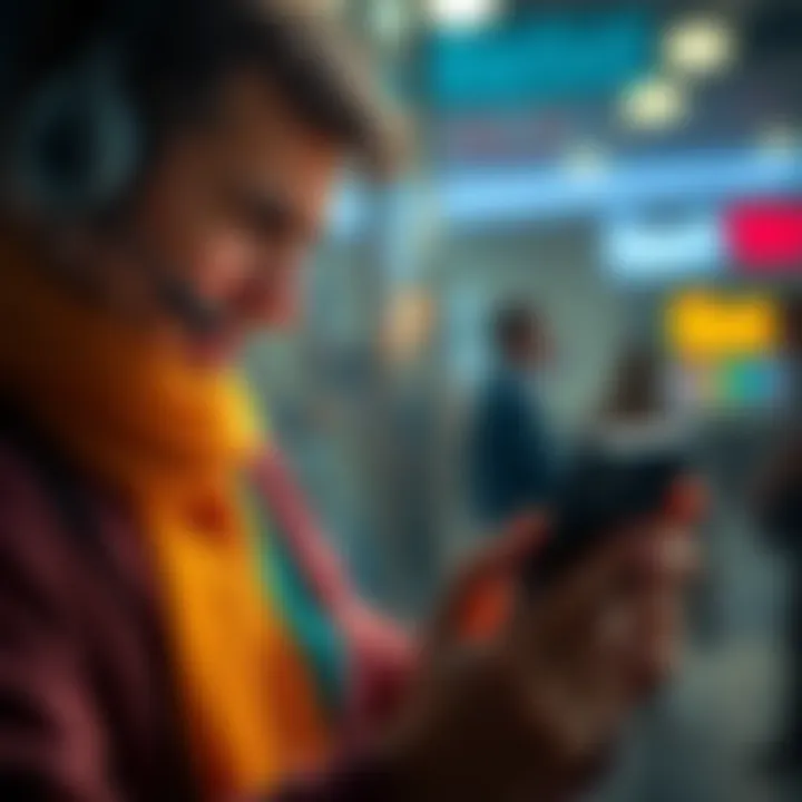 A frustrated person looking at their phone, expressing disappointment with customer support, symbolizing issues with banking service.