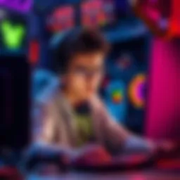 A gamer looks frustrated while reviewing a subscription service on a computer, with gaming paraphernalia in the background.