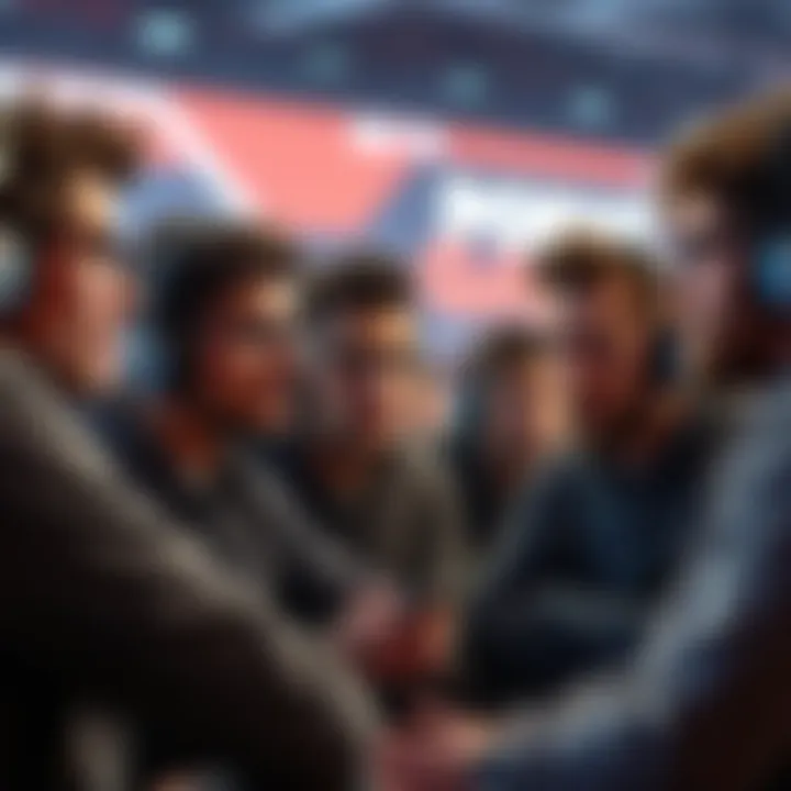A group of gamers discussing the new minigame ranking updates with expressions of concern and disappointment