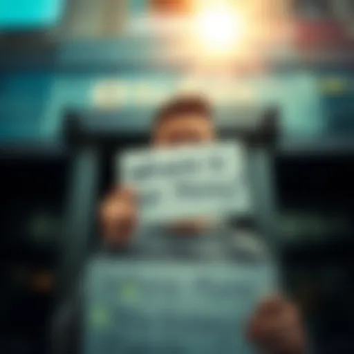 A person looking frustrated, holding a sign that reads 'Where is my money?' in front of a bank building, representing a hold on funds.