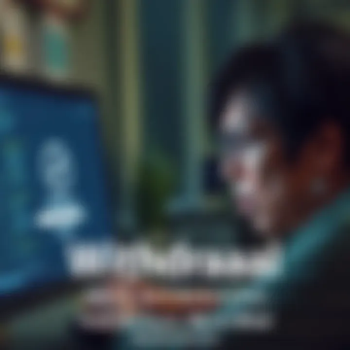 A person looking anxiously at a computer screen with a loading icon, showing frustration about delayed withdrawal process.