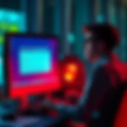 A frustrated person sits at a computer, looking at a screen with a security hold message regarding crypto transfers.