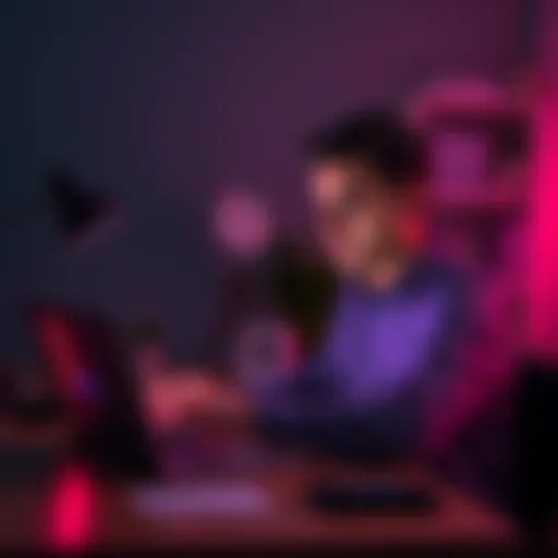 A person sitting at a desk, looking frustrated while navigating a laptop screen, indicating the struggle of recovering money from a scam.