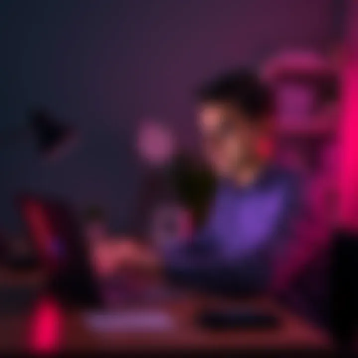 A person sitting at a desk, looking frustrated while navigating a laptop screen, indicating the struggle of recovering money from a scam.