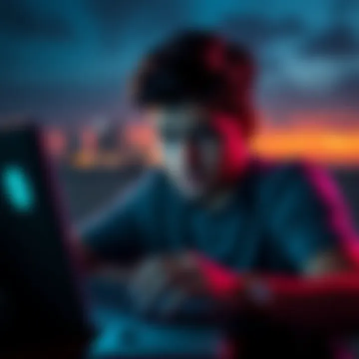 A person shows frustration while staring at their laptop screen, realizing they were scammed by a fraudulent Telegram bot during a vacation.
