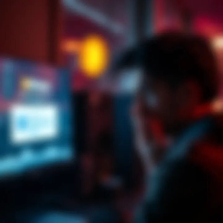 A person looks worried while staring at a computer screen showing a frozen account message from Bitstamp, with a Bitcoin logo visible.