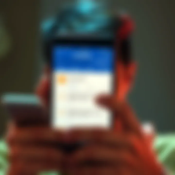 A person looking at their phone with a worried expression, showing a Coinbase Wallet app screen with unclear portfolio balances and error messages.