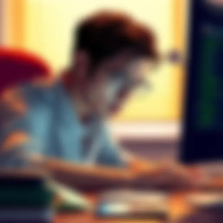 A person looking frustrated while checking a crypto wallet on their computer, with a $40 note beside them.
