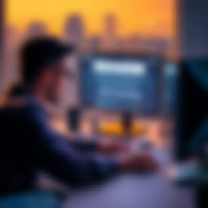 A person sitting at a computer looking frustrated, with a message about Kraken account suspension on the screen