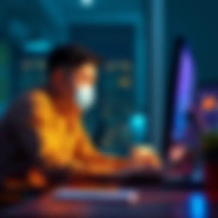 A person sitting at a desk, looking frustrated while checking a computer screen with an email open, reflecting a request for urgent ticket assistance.