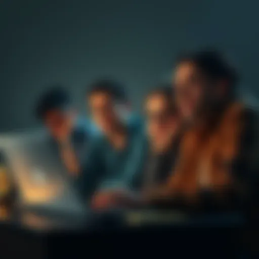 Group of people showing frustration over wallet syncing issues on a laptop