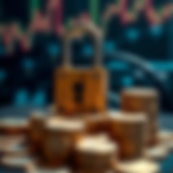 A visual representation of fund security showing a lock and stacks of coins, symbolizing investment protection.