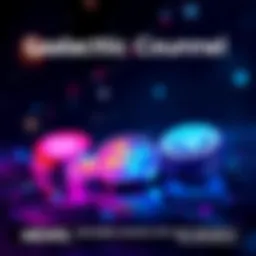 Colorful digital tokens representing Galactic Council NFTs against a starry background.