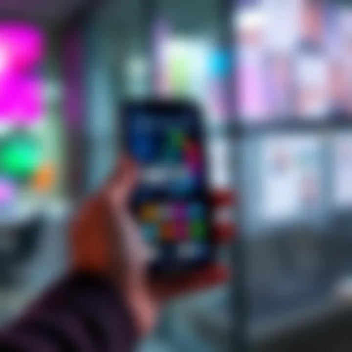 Smartphone displaying the GCV App with a modern user interface and colorful icons