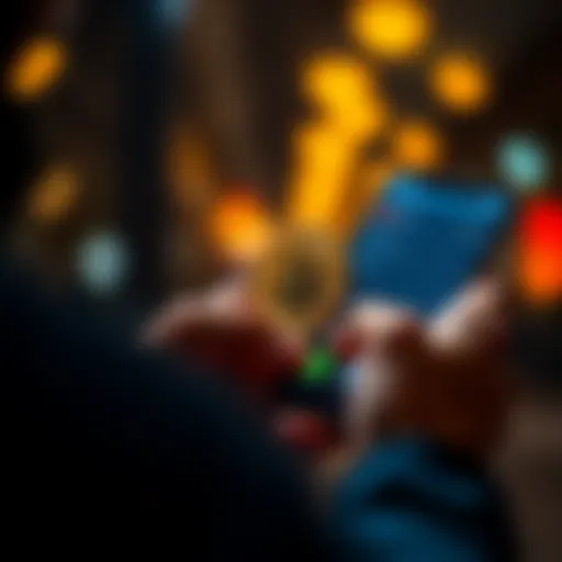 A person using a smartphone to generate Bitcoin addresses securely, with a graphic of a Bitcoin wallet visible on the screen.