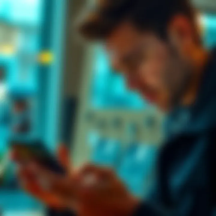 A frustrated German customer holding a Revolut card while looking at a smartphone with an error message on the screen