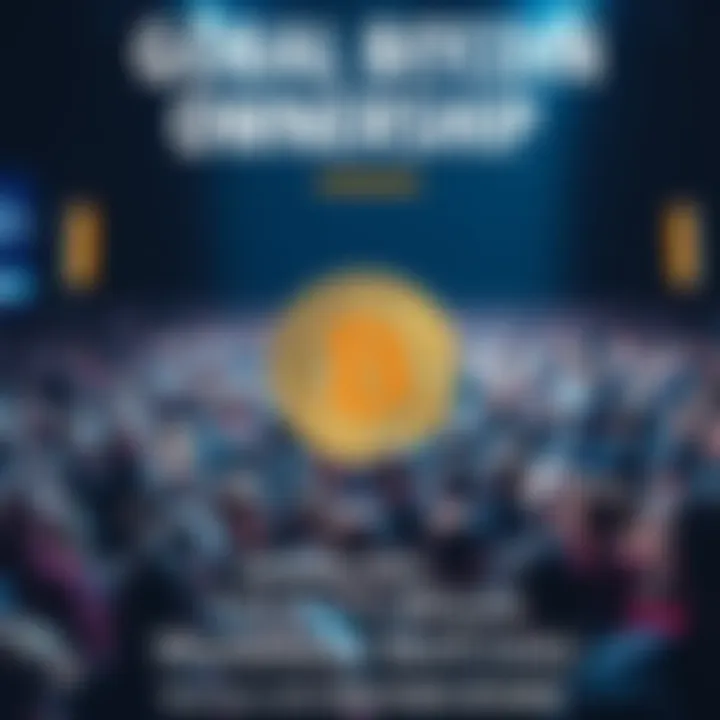 A graphic showing a tiny fraction of people holding a whole Bitcoin compared to a larger crowd representing those who own fractions or none.