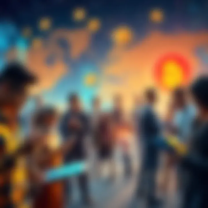 A graphic showing diverse people using digital currencies on various devices, symbolizing global cryptocurrency adoption in high-growth markets.