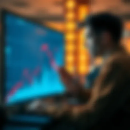 A graph showing a sharp decline in the value of Godwoken tokens, with a distressed investor looking at their screen, symbolizing financial loss.