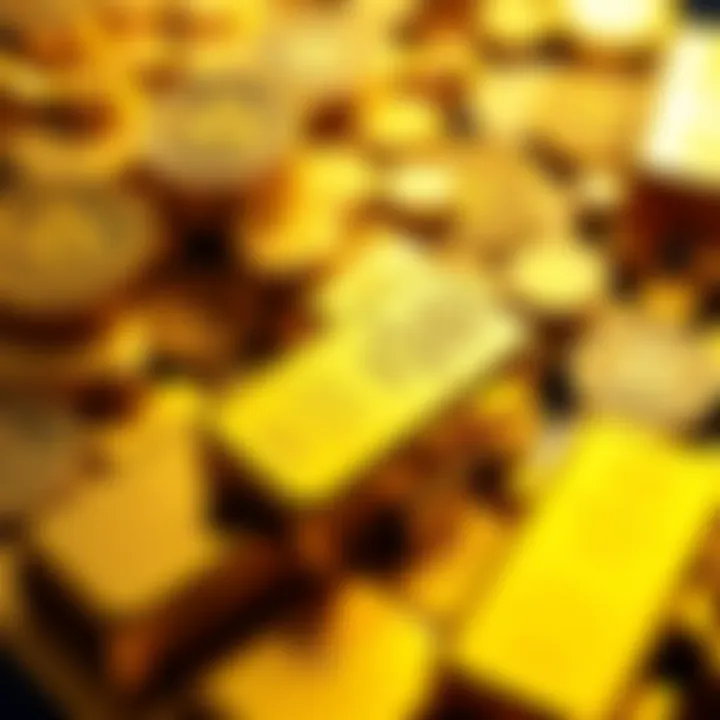 A collection of gold bars and coins representing Gold (Legacy) on platforms like Uphold.