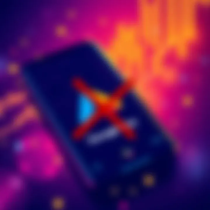 Illustration showing a smartphone with the Google Play Store logo and a crossed-out crypto wallet symbol, representing the ban on crypto wallets in the US and EU.