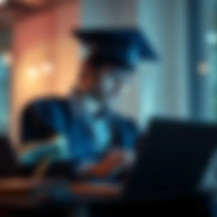 A recent master's graduate reviews job listings on a laptop, looking concerned about finding opportunities in the Web3 sector.