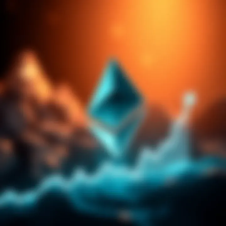 An illustration of Ethereum logo alongside a graph showing growth, representing Grayscale's new crypto ETFs