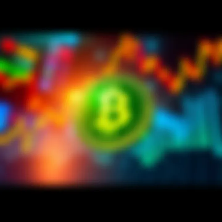 A visual representation of Green Dollar Coin influencing financial markets, with graphs and currency symbols.