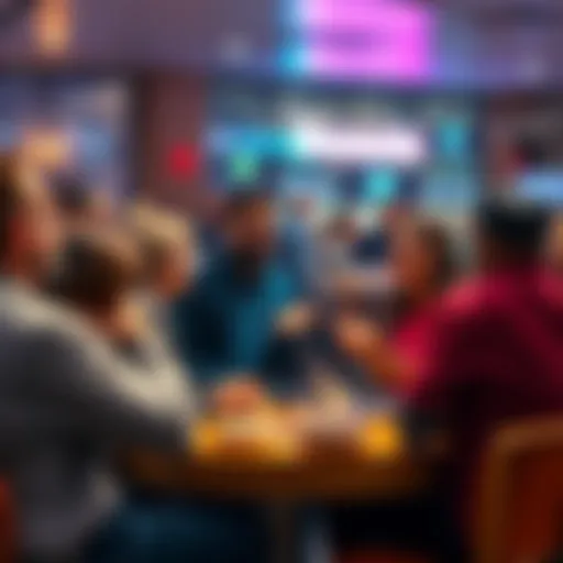 A group of people engaging in a friendly conversation about donuts in a lively forum setting