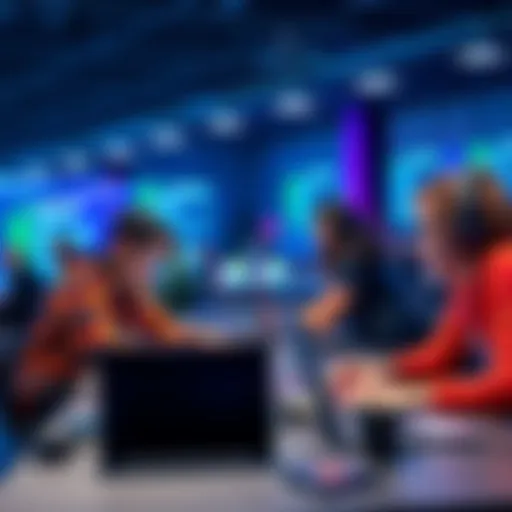 A diverse group of beginners collaborating and coding together at a hackathon event