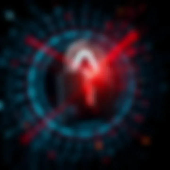 A graphic showing a digital lock being broken, symbolizing the hacking of the Anti-Darknet team by a forum member. The background features a representation of the Monero network with dark web elements.