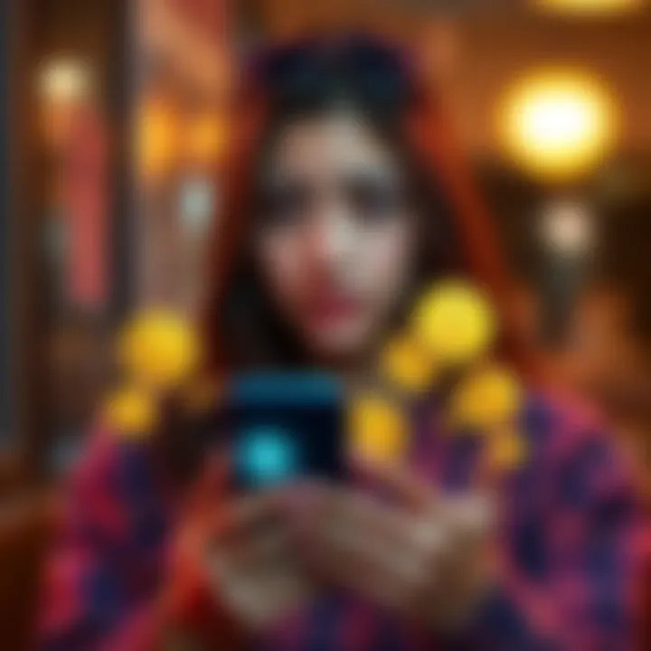Haliey Welch, also known as 'Hawk Tuah,' looks confused while holding a phone displaying various cryptocurrency symbols