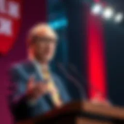 Kenneth Rogoff speaking at a podium about Bitcoin predictions