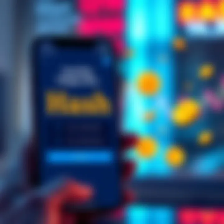 A smartphone screen displaying the HashFlip Telegram bot interface for placing Bitcoin bets on even or odd outcomes, with a playful design and Bitcoin symbols.