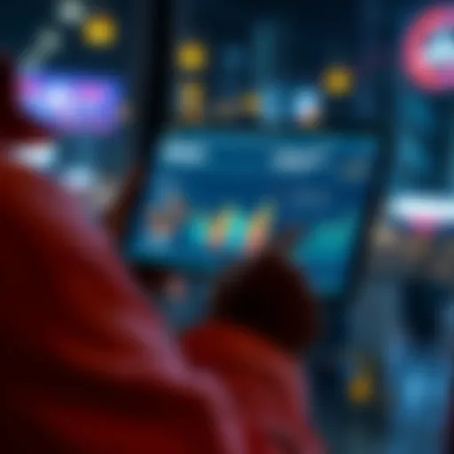 A person checking HBAR token holdings on a digital device, with graphs and charts related to DeFi activities and USDC investment amounts on the screen.