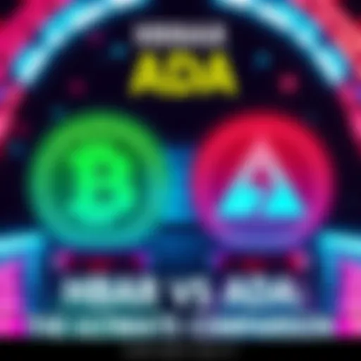 A graphic showing a side-by-side comparison of HBAR and ADA cryptocurrencies, highlighting their strengths and weaknesses.