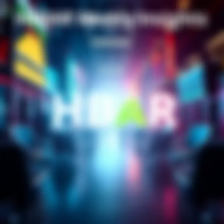 A graphic showing HBAR logo with market trends and key insights related to The Theory