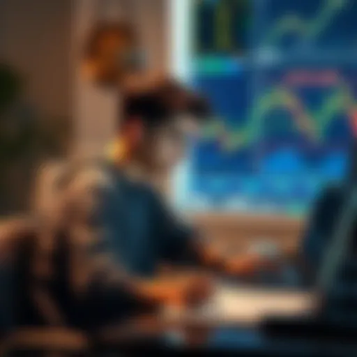 A teenager sitting at a desk with a laptop, studying Bitcoin charts and notes on trading, looking focused and determined to succeed in cryptocurrency trading.