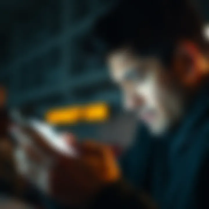 A frustrated user looking at a phone with the Honeygain app error message on the screen