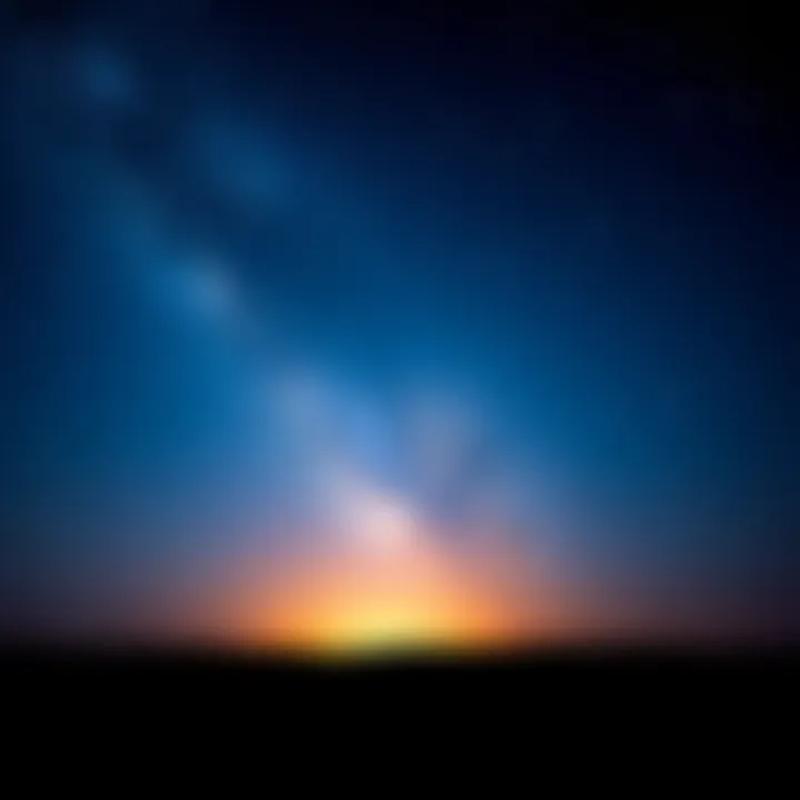 A night sky filled with bright stars representing dreams and aspirations, with a faint glow of a horizon below.