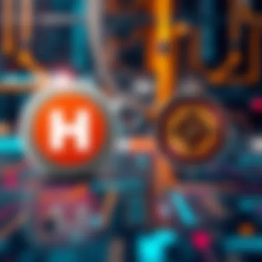 Logos of Simple Mining and Compass against a tech background