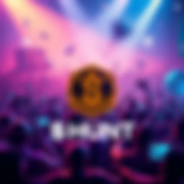 A vibrant graphic showing the $HUNT token logo and a crowd of gamers and crypto enthusiasts in excitement, celebrating the launch on the Solana blockchain.